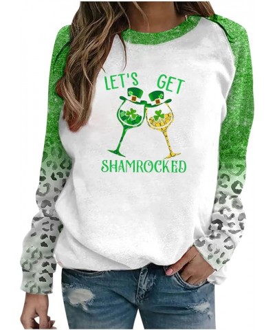 St Patricks Shirts for Women Crewneck Sweatshirts Long Sleeve Graphic Sweatshirt Green Tunic Tops Loose Fit 30 St Patricks Sh...