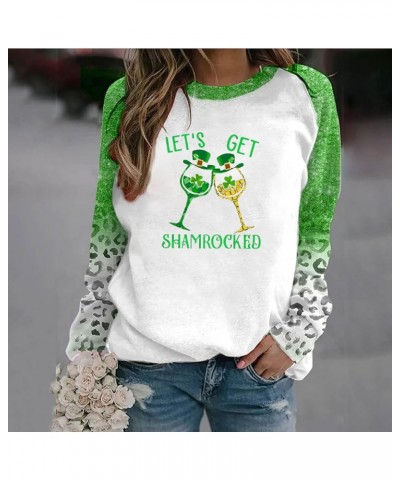 St Patricks Shirts for Women Crewneck Sweatshirts Long Sleeve Graphic Sweatshirt Green Tunic Tops Loose Fit 30 St Patricks Sh...