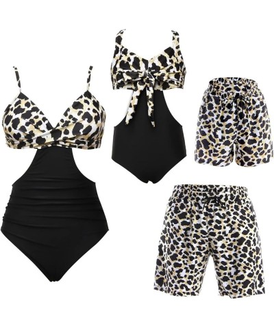 Family Matching Swimsuits One Piece Leopard Bathing Suits Family Swimwear Matching Set Womens Monkini Swimsuits Men Leopard $...