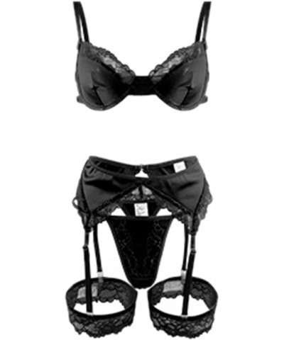 Sexy Lingerie for Women Lingerie Set with Garter Belts Bra and Panty Sets Sexy Lace Bodydoll Lingerie Exotic Lingerie Set Bla...