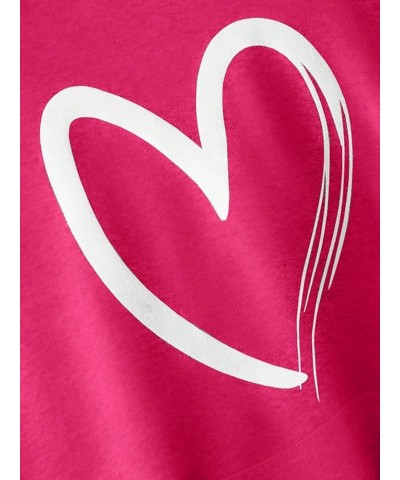 Women's Plus Size Hoodies Heart Print Drawstring Long Sleeve Pullover Sweatshirt with Pocket Hotpink Heart $16.28 Hoodies & S...