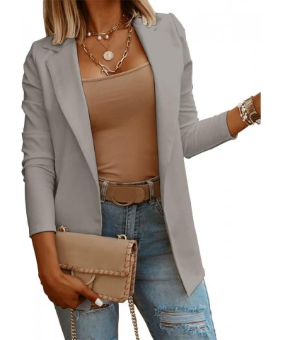 Womens Casual Long Sleeve Blazers Solid Color Knit Blazer Work Office Open Front Blazer Jacket Grey $24.97 Blazers