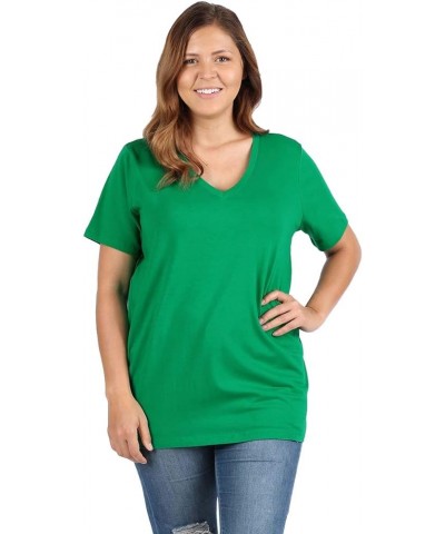 Women's Casual Summer Solid Basic Cotton Short Sleeve V-Neck T-Shirts Tops Kelly Green $10.77 T-Shirts