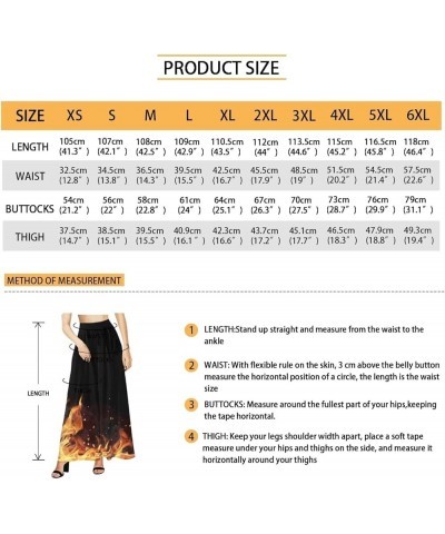 Womens High Waist Casual Wide Leg Palazzo Pants Trousers Size XS-6XL Fire Flame $15.05 Pants