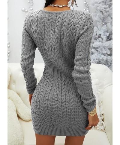 Womens Zipper V-Neck Casual Slim Fit Sweater Dress Long Sleeve Solid Sweaters Knit Mini Dress Grey $28.04 Sweaters