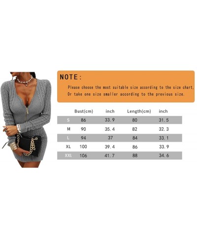 Womens Zipper V-Neck Casual Slim Fit Sweater Dress Long Sleeve Solid Sweaters Knit Mini Dress Grey $28.04 Sweaters