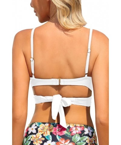 Women's Supportive Wrap Bandage Spaghetti Straps Underwire Molded Pads Push Up Bikini Swim Top White $16.95 Swimsuits