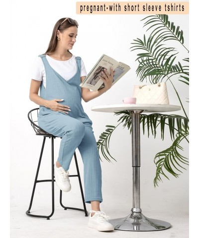 Ribbed Knit Maternity Jumpsuits Overalls Pants Fall Winter V Neck Casual Fit Clothes for Women with Pockets 1-grayish Blue $2...