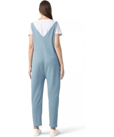 Ribbed Knit Maternity Jumpsuits Overalls Pants Fall Winter V Neck Casual Fit Clothes for Women with Pockets 1-grayish Blue $2...