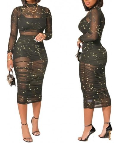 Women Sexy Hot Drilling Bodycon Dress Prom Club Birthday Cocktail Elegant Night Dresses 4 Gold Black(3pcs) $10.59 Dresses