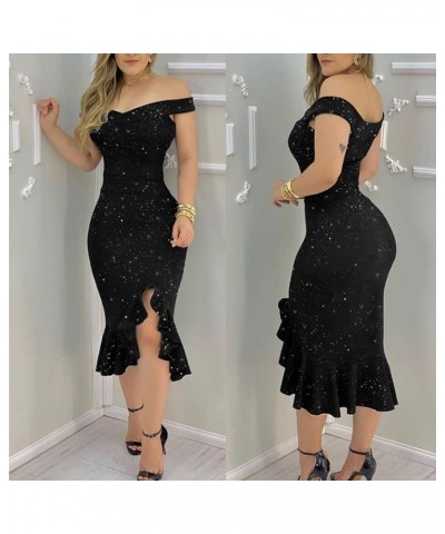 Sexy Dresses for Women 2023 Long Sleeve Casual V Neck Sheer Mini Bodycon Sequin Dress H025 Black $9.85 Dresses