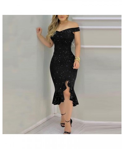 Sexy Dresses for Women 2023 Long Sleeve Casual V Neck Sheer Mini Bodycon Sequin Dress H025 Black $9.85 Dresses