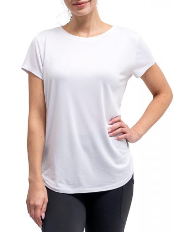 Women’s Sleep and Lounge Pajamas Top Short Sleeve Crewneck Lightweight Dream Tee Shirt Snow White $15.08 Tops