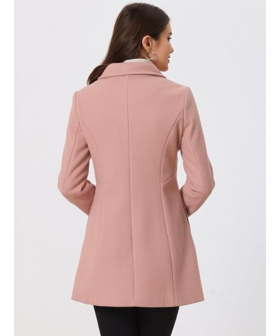 Women's Peter Pan Collar Double Breasted Winter Long Trench Pea Coat Dusty Pink $43.98 Coats