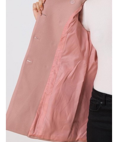 Women's Peter Pan Collar Double Breasted Winter Long Trench Pea Coat Dusty Pink $43.98 Coats