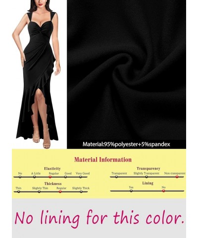 Womens Glitter Sweetheart V Neck Twist Front Backless Ruched Ruffle Slit Formal Evening Gown Maxi Dress Solid Black $36.20 Dr...