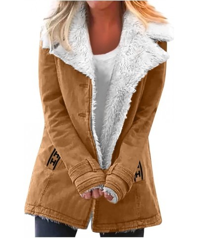 Winter Coats for Women Ladies Solid Color Leather Padded Warm Jacket Sherpa Jacket Long Winter Coats for Women 03-brown $16.7...