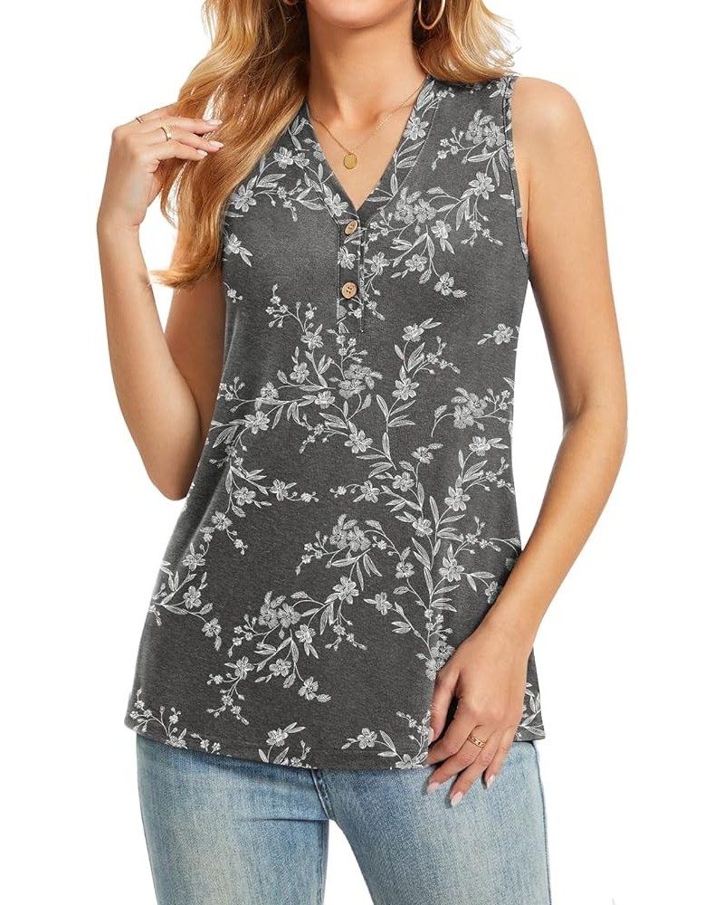 Womens Henley Tunic Tops Button Up T-Shirts Short Sleeve V-Neck Casual Blouses Carved White+black + Sleeveless $12.99 Tops