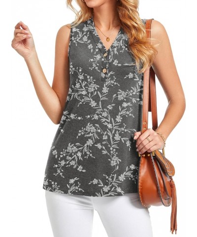 Womens Henley Tunic Tops Button Up T-Shirts Short Sleeve V-Neck Casual Blouses Carved White+black + Sleeveless $12.99 Tops