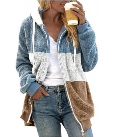 Women's Fuzzy Fleece Jacket Oversized Sherpa Fur Coat with Hood Winter Warm Shaggy Long Sleeve Outwear with Pockets J $8.63 J...