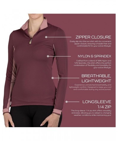 Printed Base Layer Women's Activewear | 1/4 Zip Long Sleeve Sun Protection | Golf, Equestrian, Outdoor Apparel Lilac Blue and...