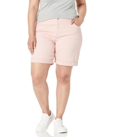 Women's Plus Size City Short with Rolled Cuff Ribbon Pink $19.28 Others