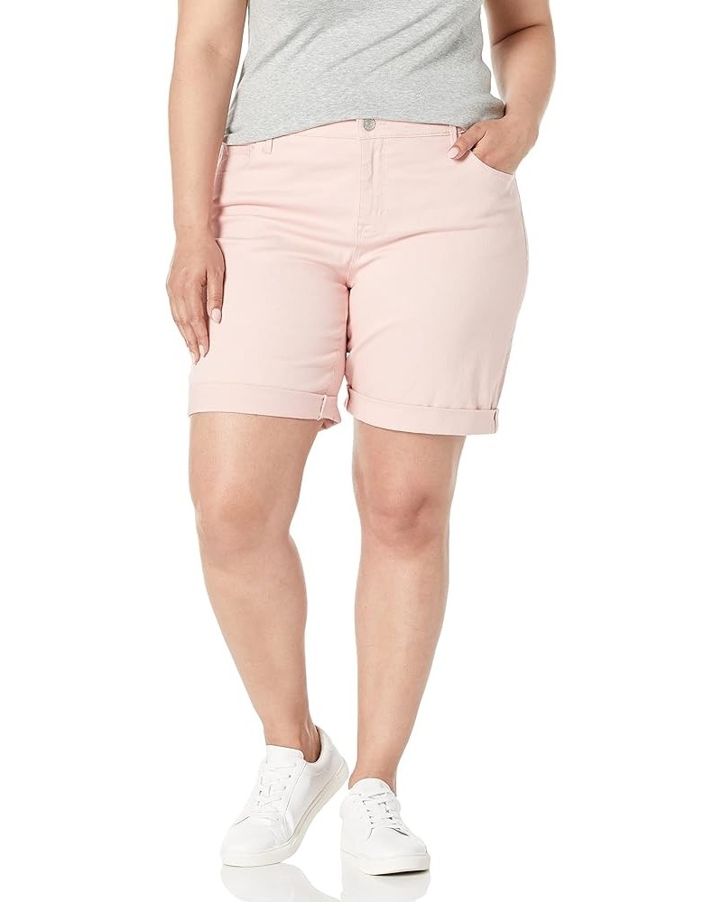 Women's Plus Size City Short with Rolled Cuff Ribbon Pink $19.28 Others