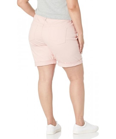 Women's Plus Size City Short with Rolled Cuff Ribbon Pink $19.28 Others