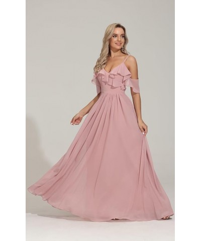 Spaghetti Straps Bridesmaid Dresses for Women Long V Neck Ruffles Sleeves Formal Evening Dresses with Pockets Lilac $29.47 Dr...