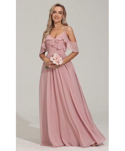 Spaghetti Straps Bridesmaid Dresses for Women Long V Neck Ruffles Sleeves Formal Evening Dresses with Pockets Lilac $29.47 Dr...