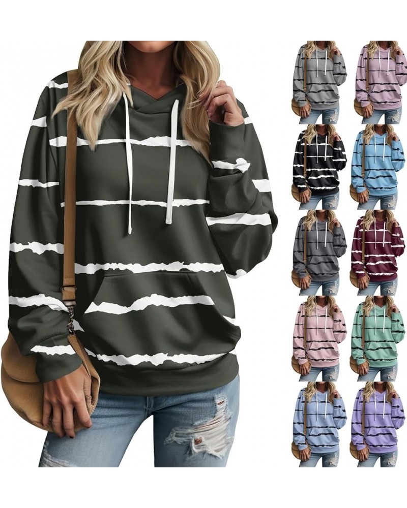 Women's Fashion Hoodies Stripe Color Block Graphic Pullover Tops Drop Shoulder Vintage Plus Size Hoodies Fall Trendy C-hot Pi...