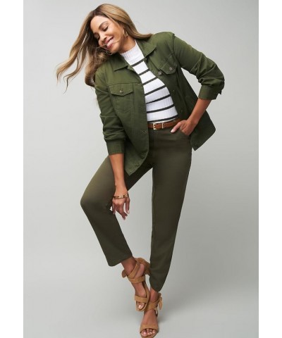 Women's Plus Size Classic Cotton Button Down Denim Jean Jacket Dark Olive Green $28.59 Jackets