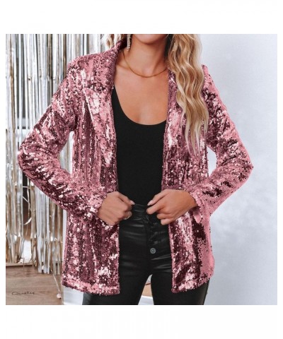 Women's Sequin Jackets Open Front Blazer Jacket Casual Long Sleeve Sparkly Cardigan Coat with Pocket S-XXL Hot Pink $20.29 Bl...