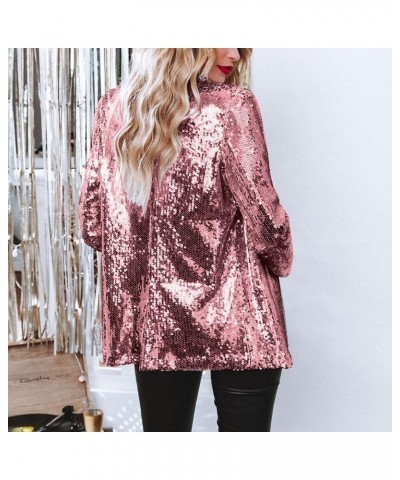 Women's Sequin Jackets Open Front Blazer Jacket Casual Long Sleeve Sparkly Cardigan Coat with Pocket S-XXL Hot Pink $20.29 Bl...