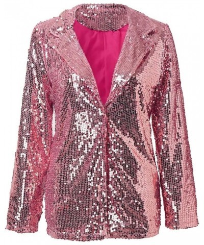 Women's Sequin Jackets Open Front Blazer Jacket Casual Long Sleeve Sparkly Cardigan Coat with Pocket S-XXL Hot Pink $20.29 Bl...