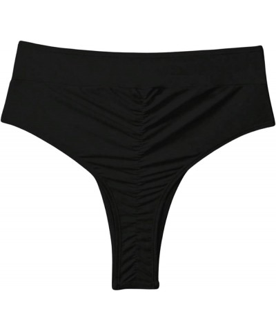 Women's Basics Bikini Bottom Beachwear Thong High Cut Solid Swimsuit Panty Black a $10.07 Swimsuits