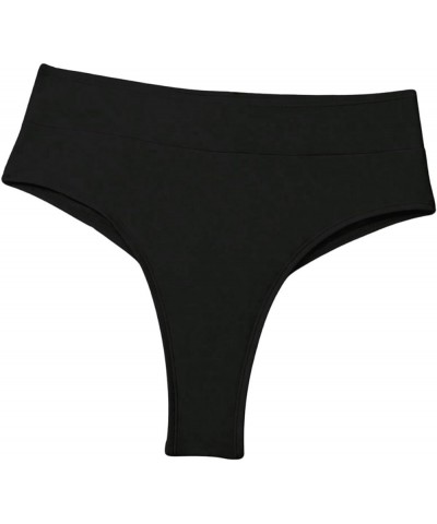 Women's Basics Bikini Bottom Beachwear Thong High Cut Solid Swimsuit Panty Black a $10.07 Swimsuits