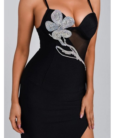 Diamonate Mini Bandage Dress Sexy Corset Slit Date Dress for Women Fashion Off Shoulder Cocktail Dresses Black 02 $32.76 Dresses