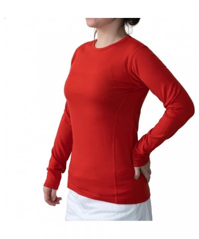 100% Merino Wool Women's Base Layer Wicking Breathable Hiking Long Sleeve Shirt 200 Orange $27.02 Activewear