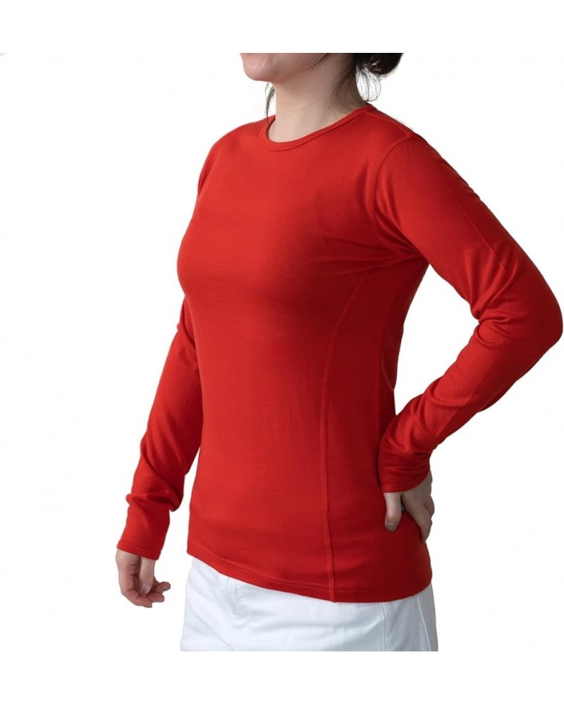 100% Merino Wool Women's Base Layer Wicking Breathable Hiking Long Sleeve Shirt 200 Orange $27.02 Activewear