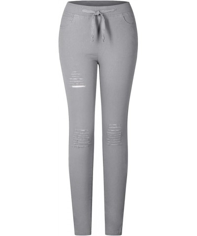 Women's Super Stretch Flexible Fit 5 Pocket Skinny Color Pants Light Grey2 $13.05 Pants
