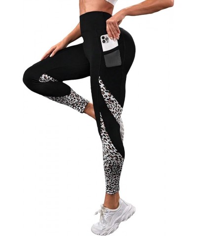 High Waisted Leopard Print Leggings for Women Yoga Workout Pants with Pockets Tummy Control Leggings Leopard Black $11.34 Leg...