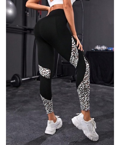 High Waisted Leopard Print Leggings for Women Yoga Workout Pants with Pockets Tummy Control Leggings Leopard Black $11.34 Leg...