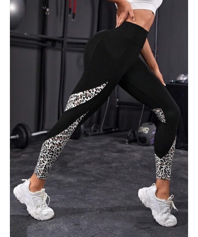 High Waisted Leopard Print Leggings for Women Yoga Workout Pants with Pockets Tummy Control Leggings Leopard Black $11.34 Leg...