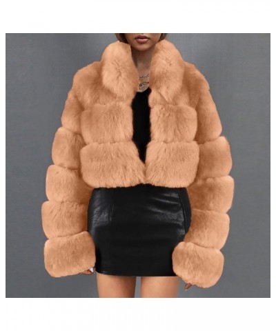 Winter Coats for Women 2024 Plus Size Faux Fur Warm Jacket Long Sleeve Fleece Outwear Comfy Soft Collar Overcoat 03 Khaki $10...