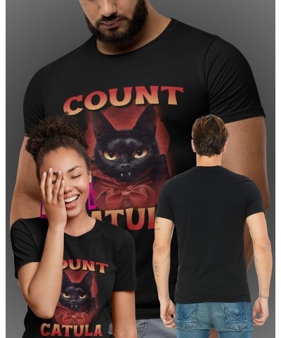 Black Cat T-Shirt Count CATULA Dracula Dressed Funny Halloween Cat Unisex Jersey Short Sleeve Graphic Tee Black $12.93 Others