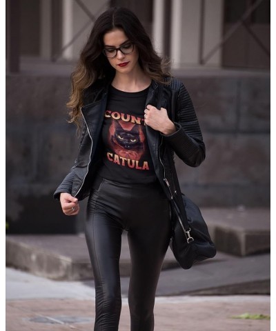 Black Cat T-Shirt Count CATULA Dracula Dressed Funny Halloween Cat Unisex Jersey Short Sleeve Graphic Tee Black $12.93 Others