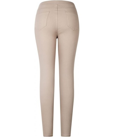 Women's Super Stretch Flexible Fit 5 Pocket Skinny Color Pants Light Grey2 $13.05 Pants