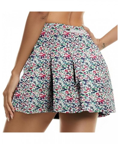 Women's Workout Skorts Skirts with Shorts High Waisted Athletic Pleated Tennis Skirt Light-colored Floral $13.50 Skorts