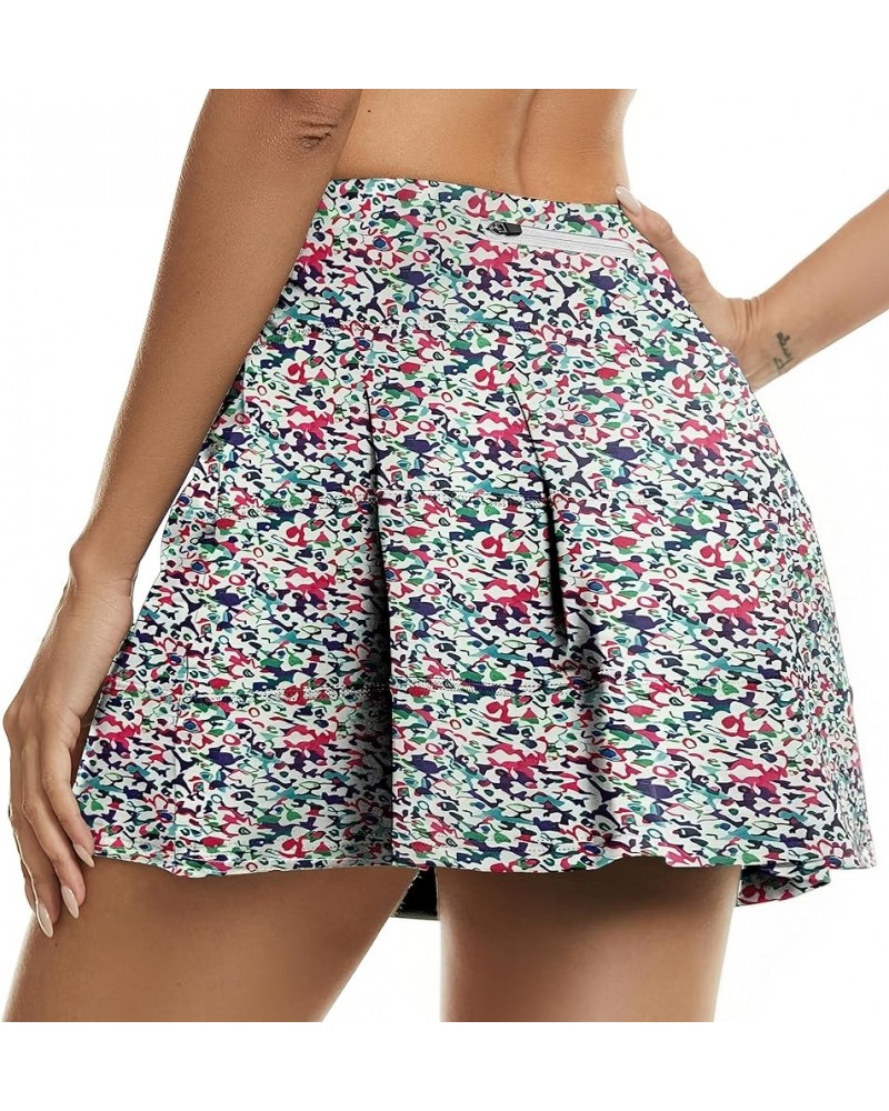 Women's Workout Skorts Skirts with Shorts High Waisted Athletic Pleated Tennis Skirt Light-colored Floral $13.50 Skorts